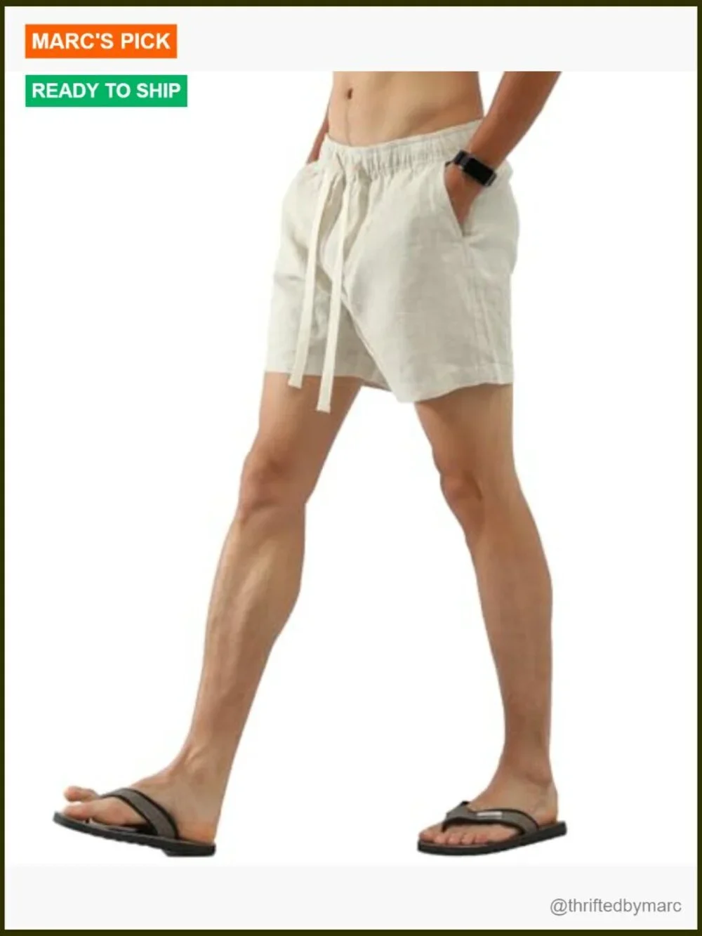 Men's 100% Linen Shorts 5.5